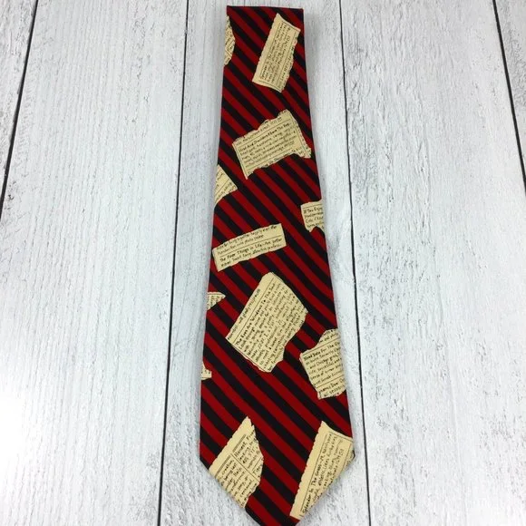 Nicole Miller 1994 Want Ads Red Tie - Picture 1 of 5